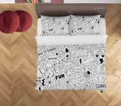 3D Abstract School Supplies Illustration Doodle Quilt Cover Set Bedding Set Duvet Cover Pillowcases 40- Jess Art Decoration