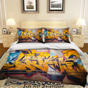3D Abstract Color Graffiti Quilt Cover Set Bedding Set Duvet Cover Pillowcases 166- Jess Art Decoration