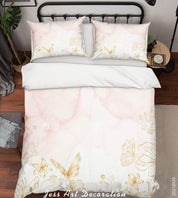 3D Watercolor Butterfly Floral Quilt Cover Set Bedding Set Duvet Cover Pillowcases 173- Jess Art Decoration