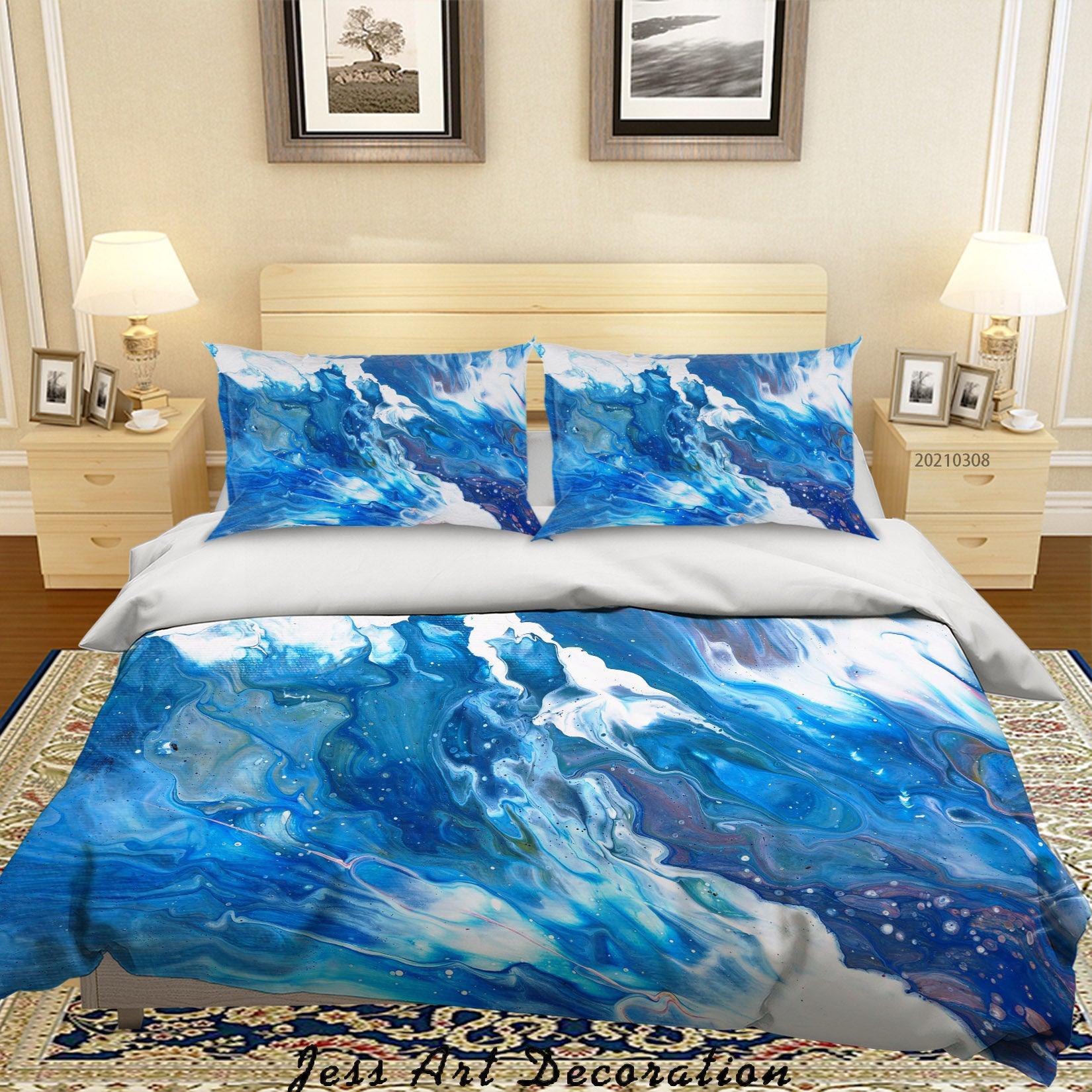 3D Abstract Blue Oil Painting Quilt Cover Set Bedding Set Duvet Cover Pillowcases 303- Jess Art Decoration