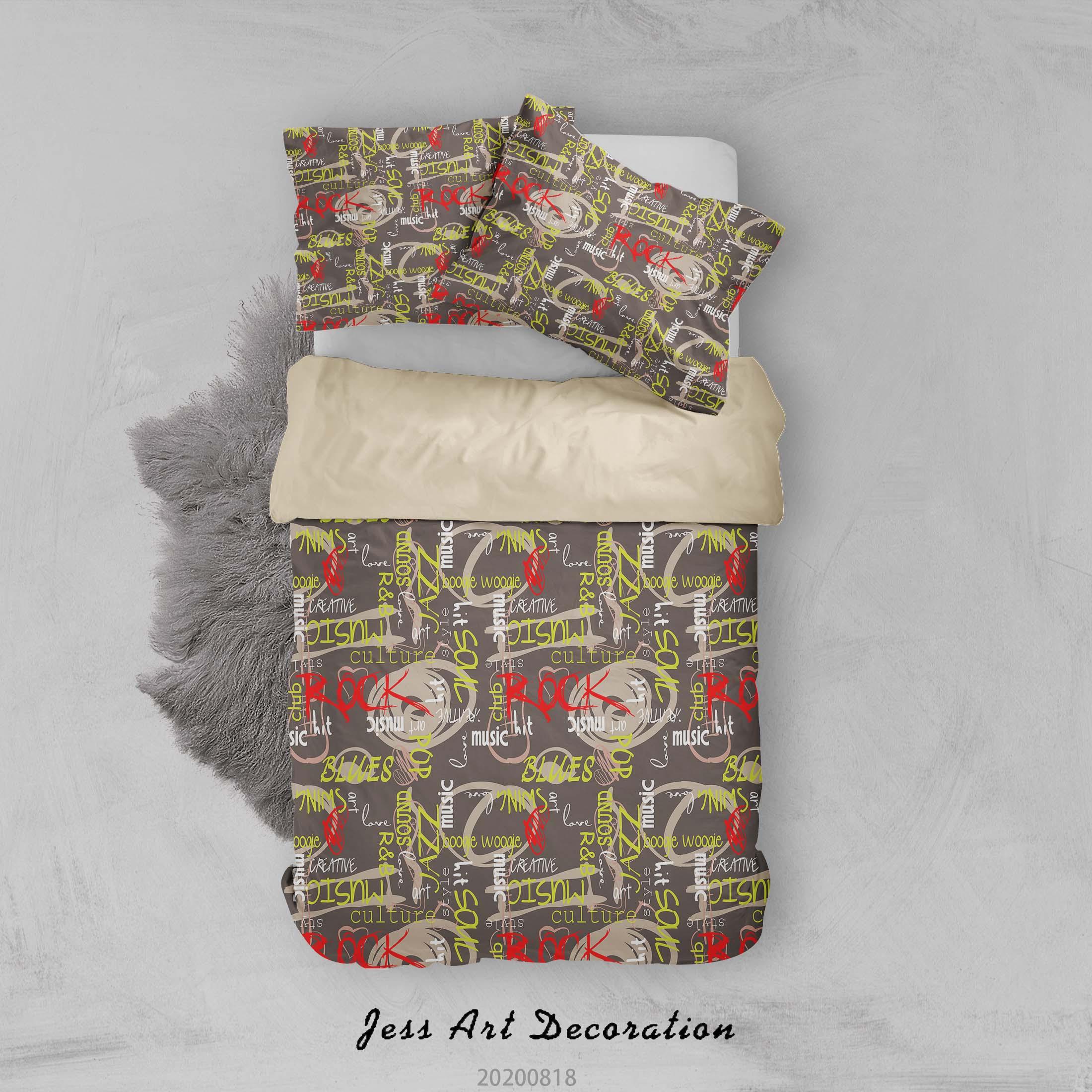 3D Vintage Rock Letter Quilt Cover Set Bedding Set Duvet Cover Pillowcases LXL- Jess Art Decoration