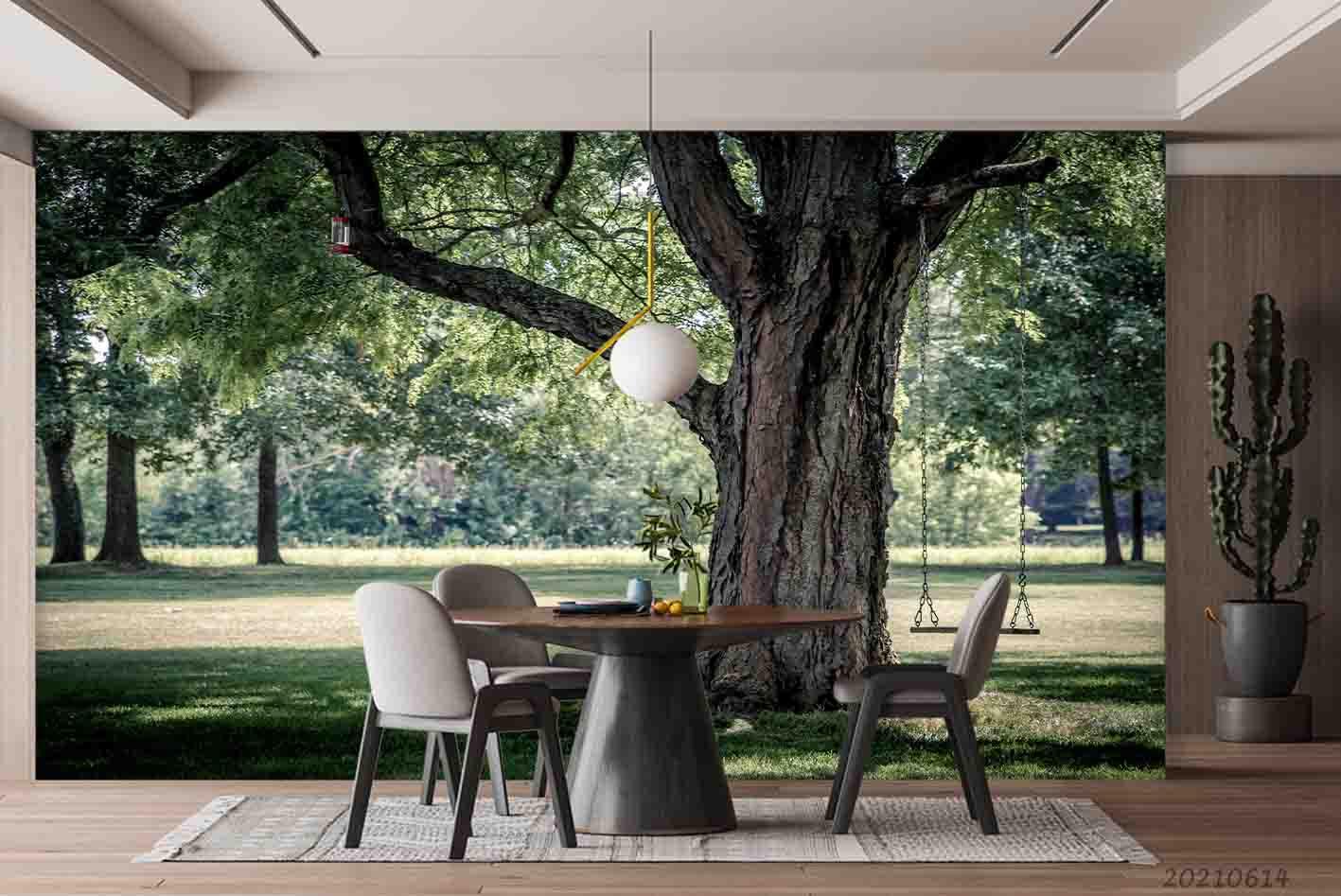 3D Woods Big Tree Park Wall Mural Wallpaper SWW2405- Jess Art Decoration