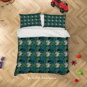 3D Tropical Green Leaves Quilt Cover Set Bedding Set Duvet Cover Pillowcases A051 LQH- Jess Art Decoration