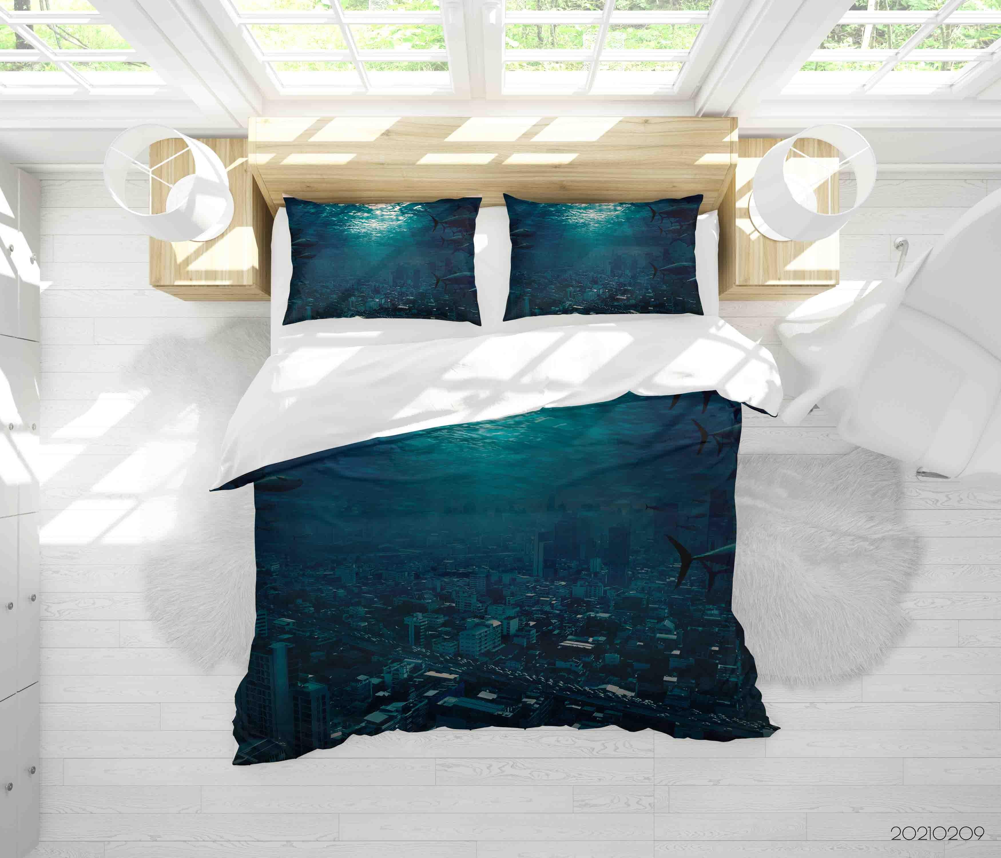 3D Submarine City Landscape Quilt Cover Set Bedding Set Duvet Cover Pillowcases 341- Jess Art Decoration