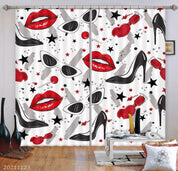 3D Lips High Heels Sunglasses Pattern Curtains and Drapes LQH 78- Jess Art Decoration