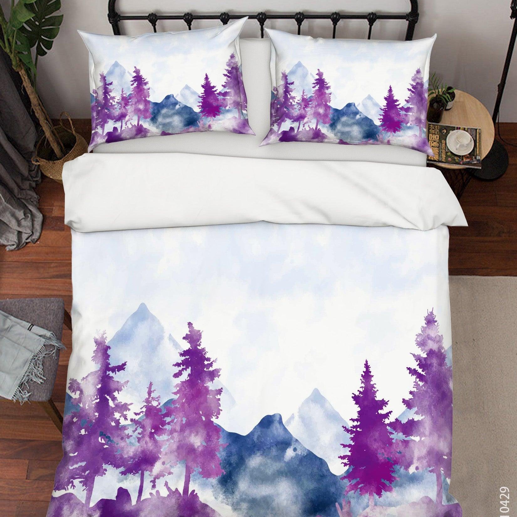 3D Watercolor Mountain Forest Quilt Cover Set Bedding Set Duvet Cover Pillowcases 172- Jess Art Decoration