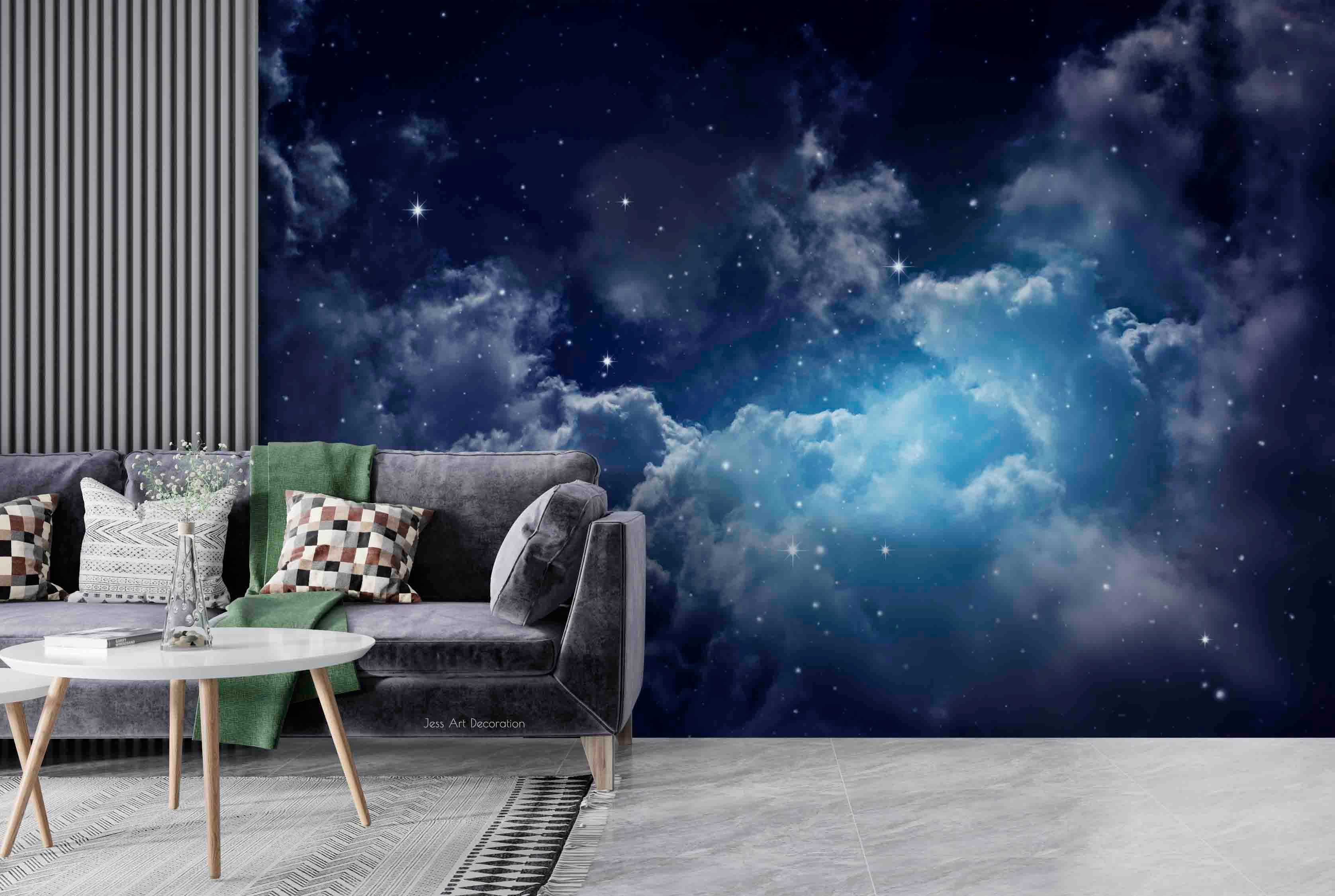 3D Blue Night Sky Star Cloud Wall Mural Wallpaper GD 2980- Jess Art Decoration