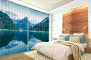 3D Blue Mountain Forest Surface Curtains and Drapes SF- Jess Art Decoration