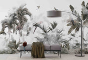 3D Tropical Plant Palm Tree Leaf Parrot Misty Wall Mural Wallpaper GD 856- Jess Art Decoration