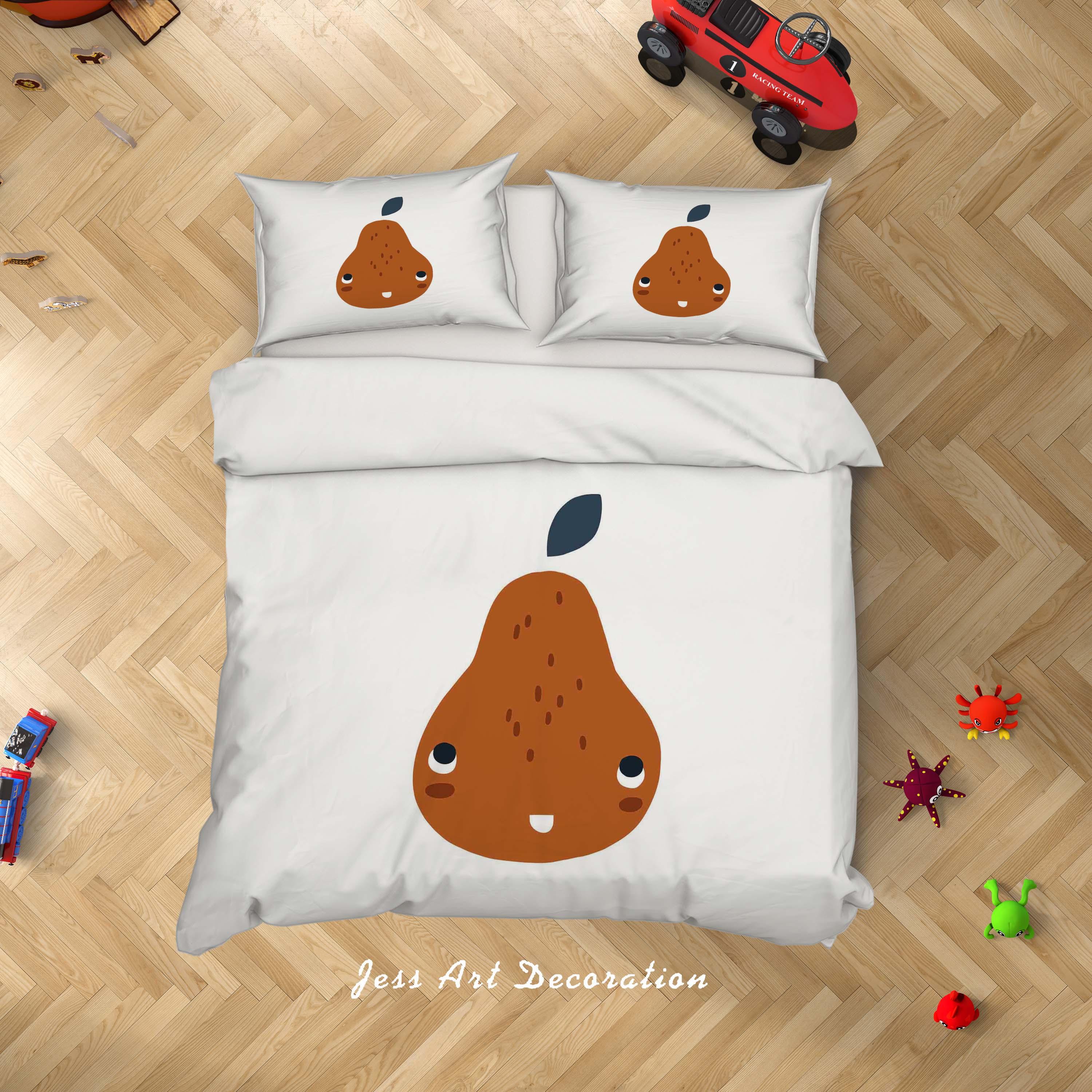 3D White Pear Quilt Cover Set Bedding Set Duvet Cover Pillowcases SF73- Jess Art Decoration