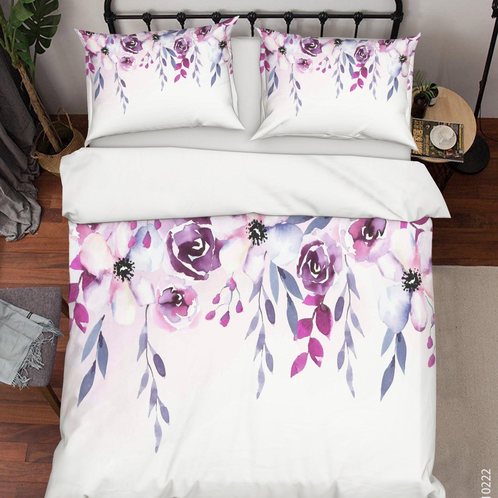 3D Watercolor Pink Floral Quilt Cover Set Bedding Set Duvet Cover Pillowcases 148- Jess Art Decoration