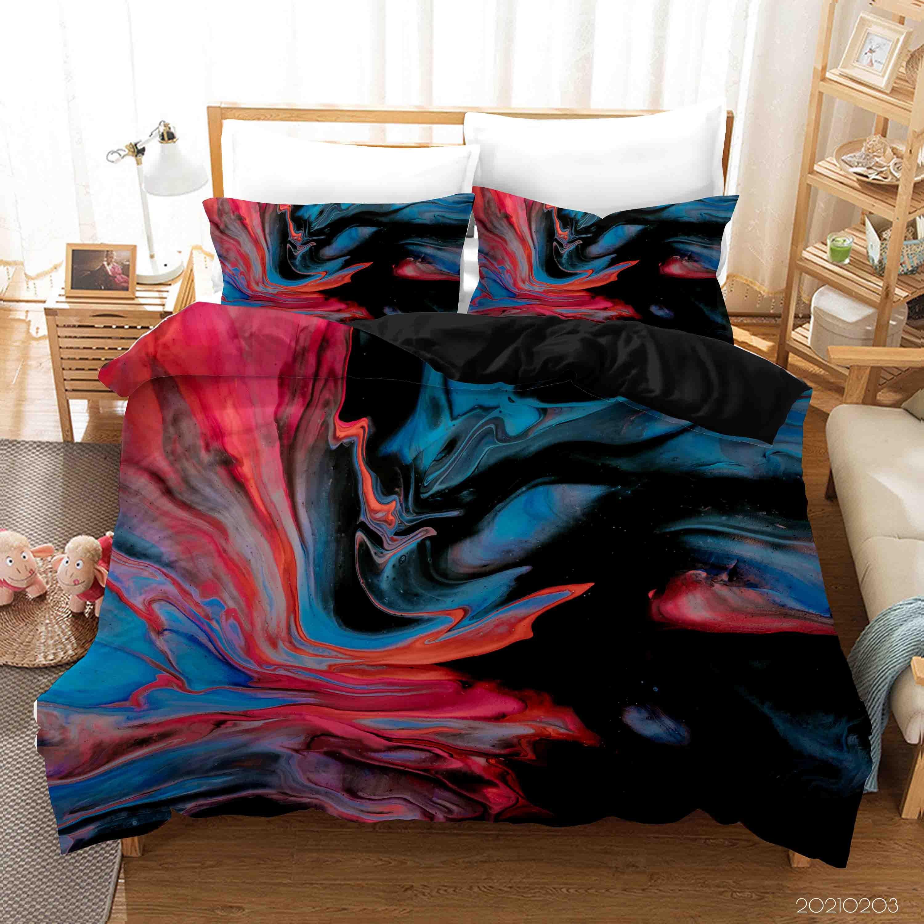 3D Abstract Colorful Marble Texture Quilt Cover Set Bedding Set Duvet Cover Pillowcases 81- Jess Art Decoration