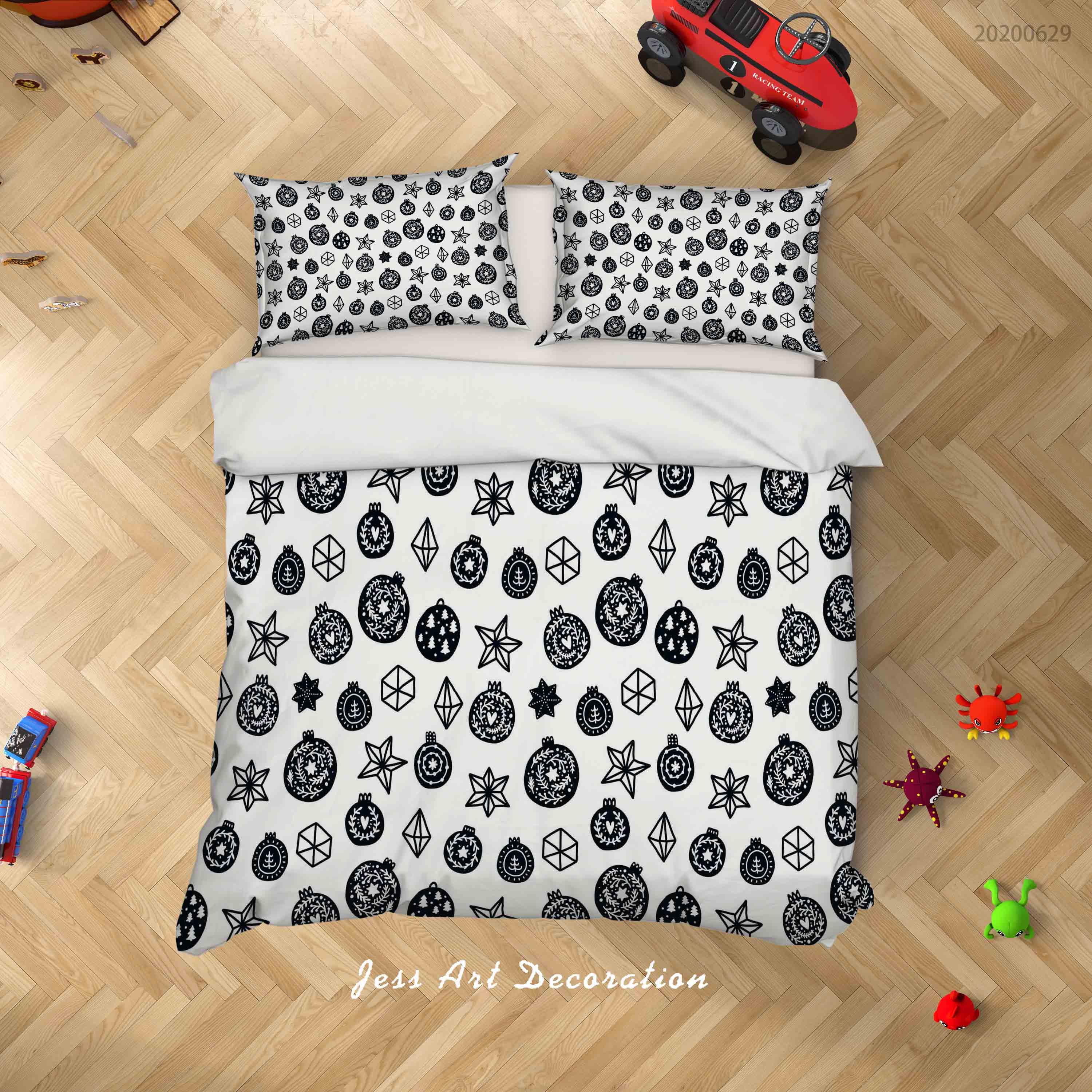 3D White Black Pomegranate Star Quilt Cover Set Bedding Set Duvet Cover Pillowcases SF81- Jess Art Decoration