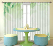 3D Watercolor Green Leaf Curtains and Drapes LQH 10- Jess Art Decoration