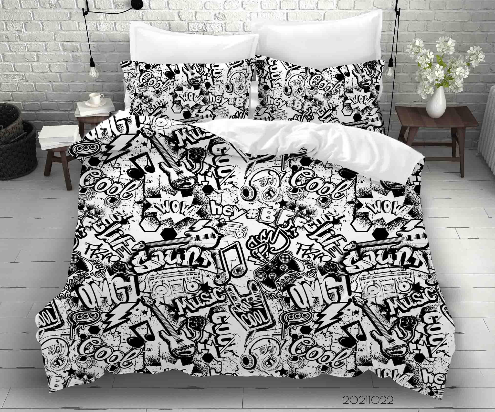 3D Abstract Illustration Graffiti Quilt Cover Set Bedding Set Duvet Cover Pillowcases 60- Jess Art Decoration