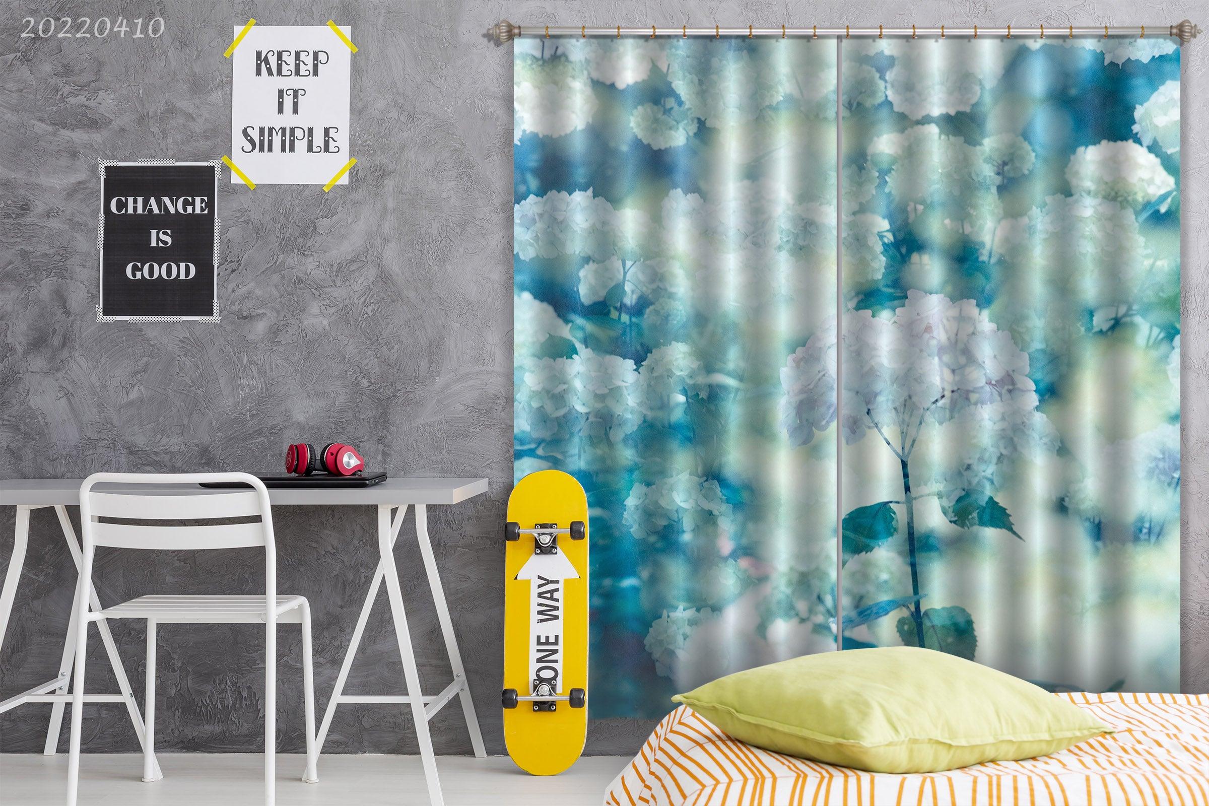 3D Beautiful Floral Blue Pattern Curtains and Drapes GD 3996- Jess Art Decoration