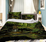 3D Landscape Green Forest River Quilt Cover Set Bedding Set Duvet Cover Pillowcases 148 LQH- Jess Art Decoration