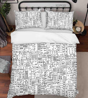 3D Grey City Building Graffiti Quilt Cover Set Bedding Set Duvet Cover Pillowcases 98- Jess Art Decoration