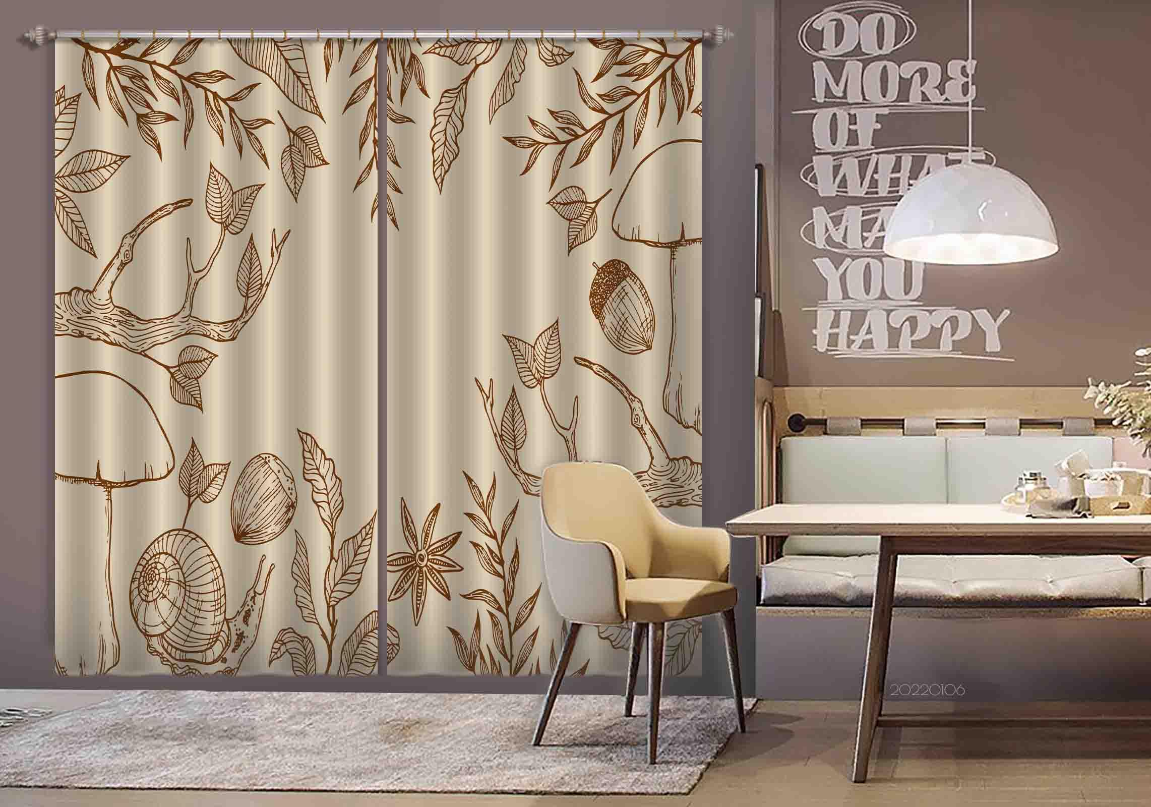 3D Abstract Autumn Branch Leaves Curtains and Drapes GD 175- Jess Art Decoration