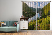 3D Landscape Mountain Rock River Green Forest Curtains and Drapes GD 4836- Jess Art Decoration
