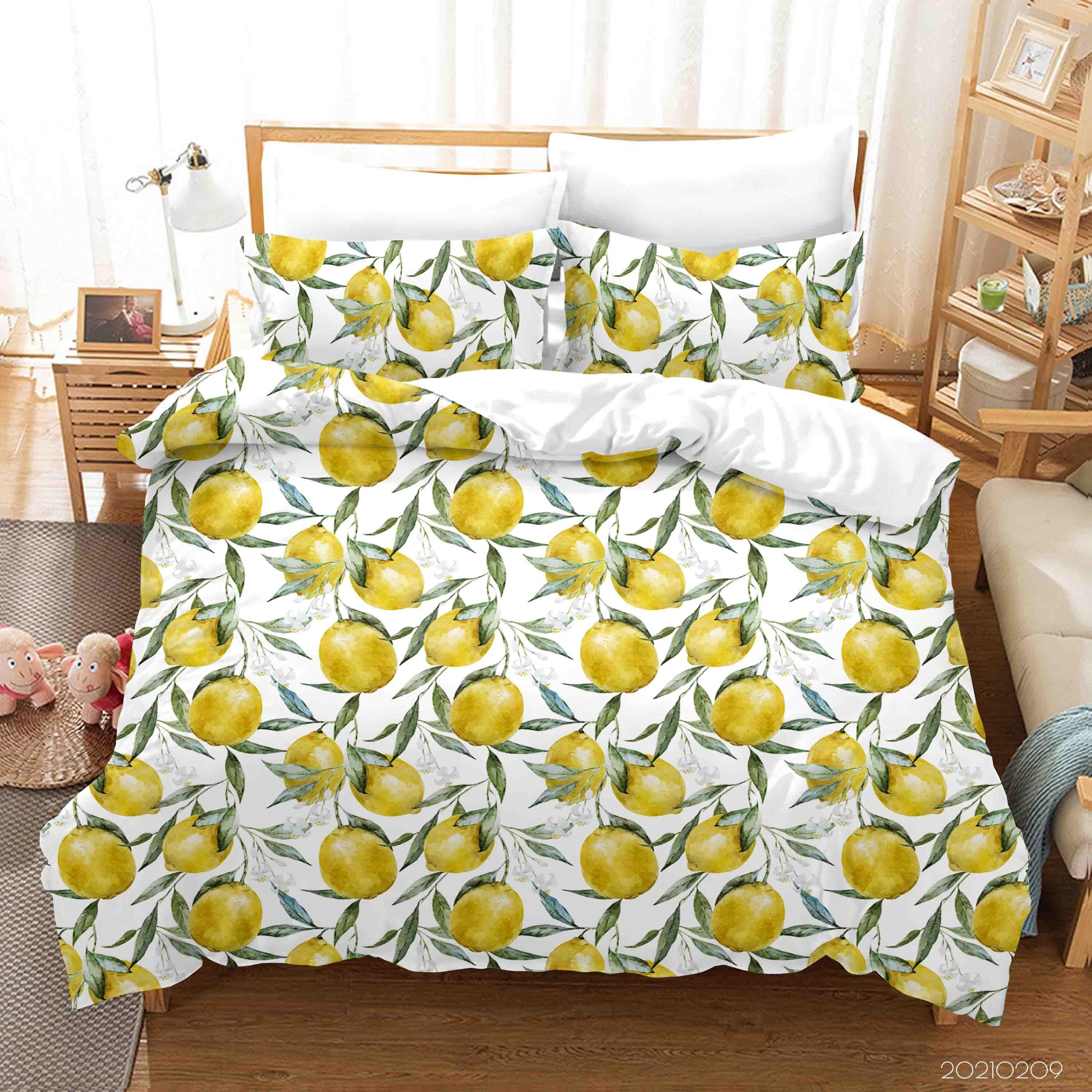 3D Hand Drawn Fruit Lemon Quilt Cover Set Bedding Set Duvet Cover Pillowcases 228- Jess Art Decoration