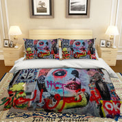 3D Abstract Color Graffiti Quilt Cover Set Bedding Set Duvet Cover Pillowcases 172- Jess Art Decoration