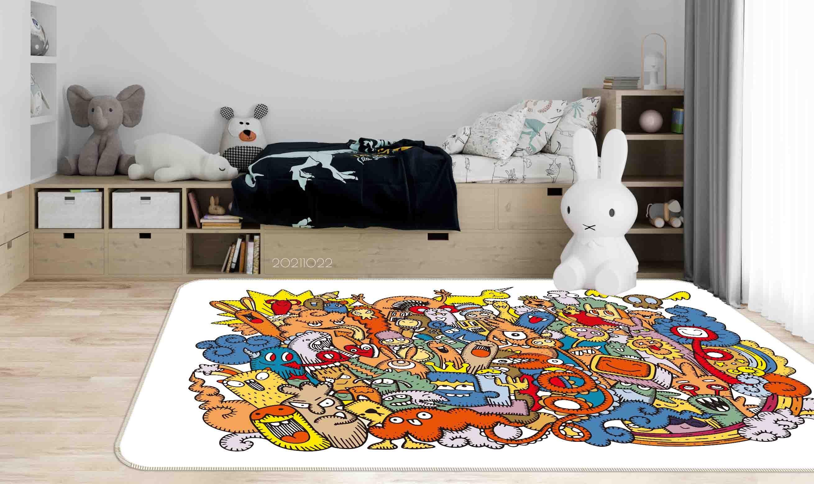 3D Abstract Color Monster Graffiti Non-Slip Rug Mat 24- Jess Art Decoration