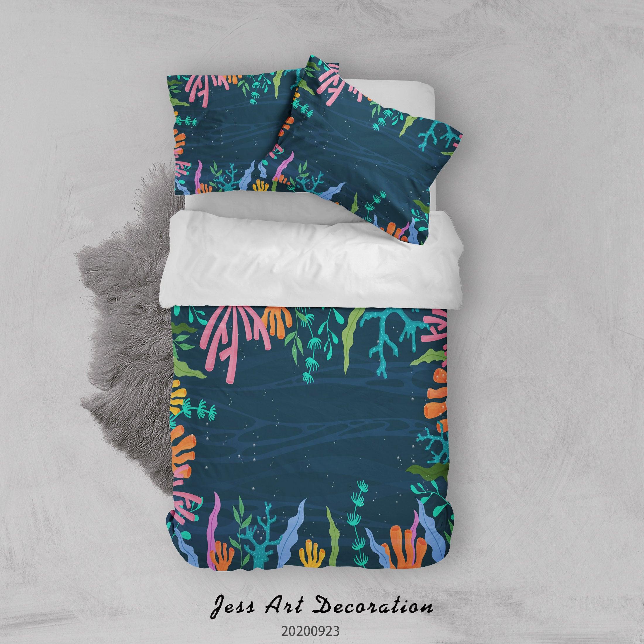 3D Hand Drawn Cartoon Water Plant Pattern Quilt Cover Set Bedding Set Duvet Cover Pillowcases WJ 6333- Jess Art Decoration