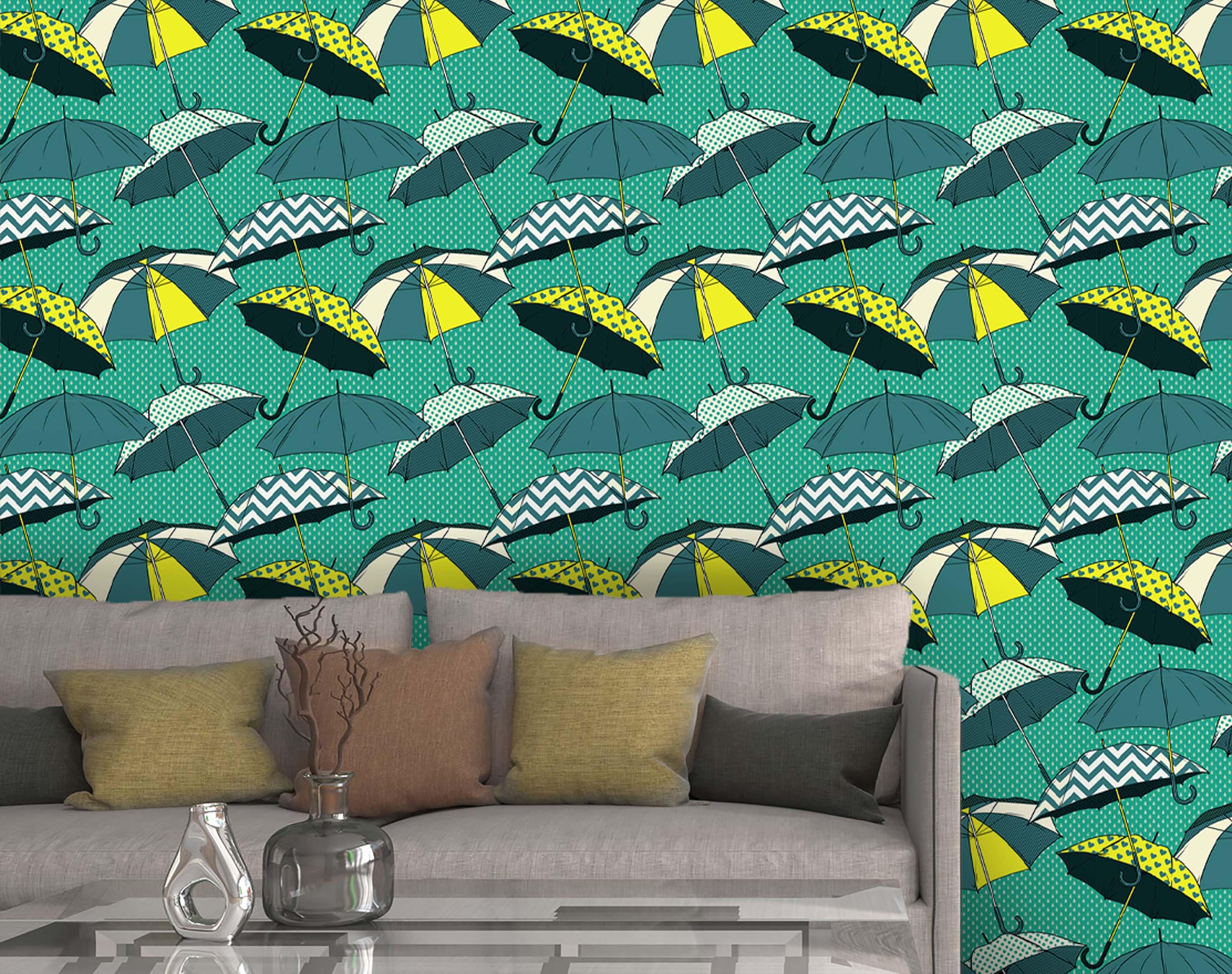 3D Umbrella Green Wall Mural Wallpaper 75- Jess Art Decoration