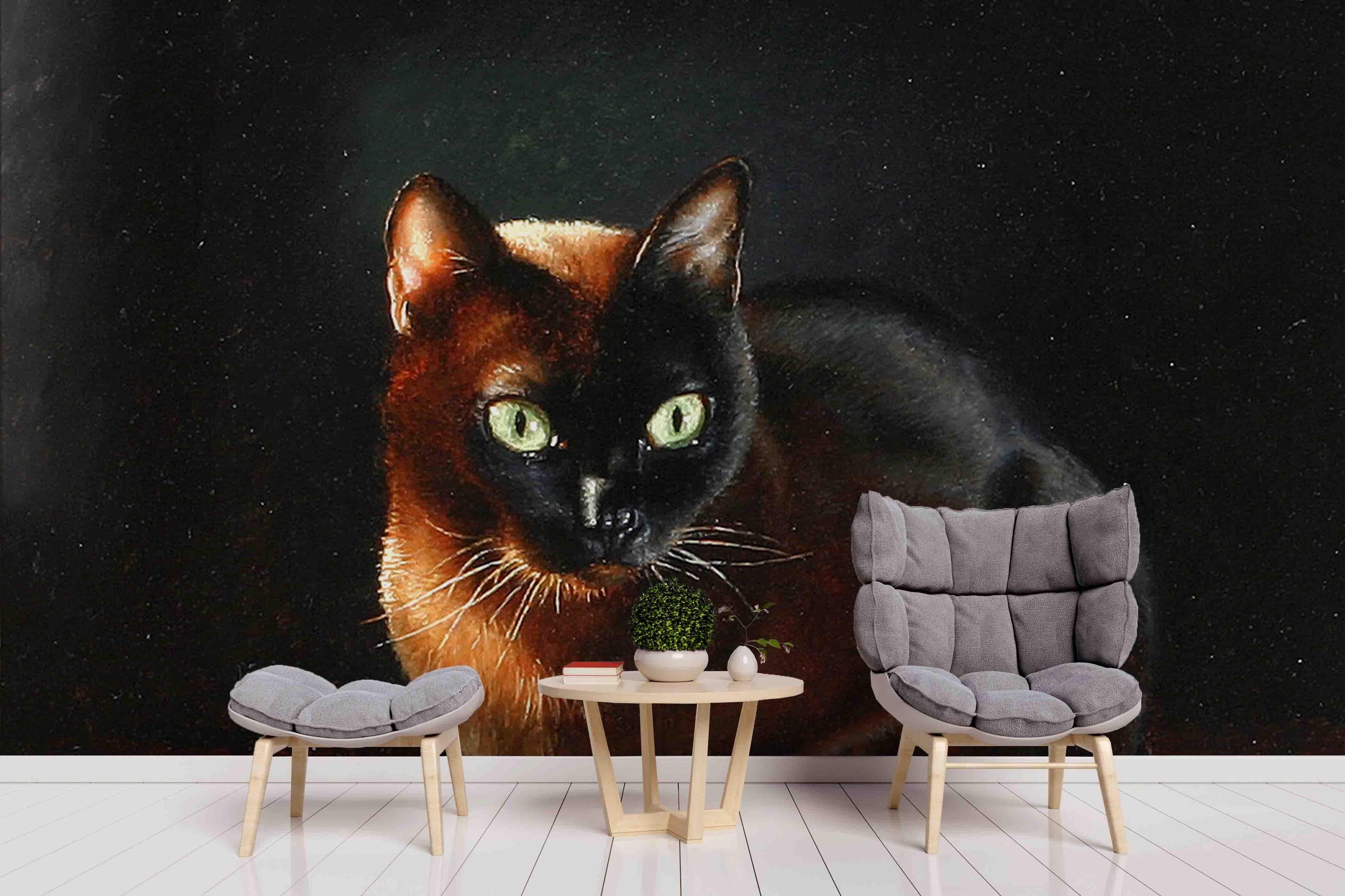 3D Black Cat Oil Painting Wall Mural Wallpaper 47- Jess Art Decoration
