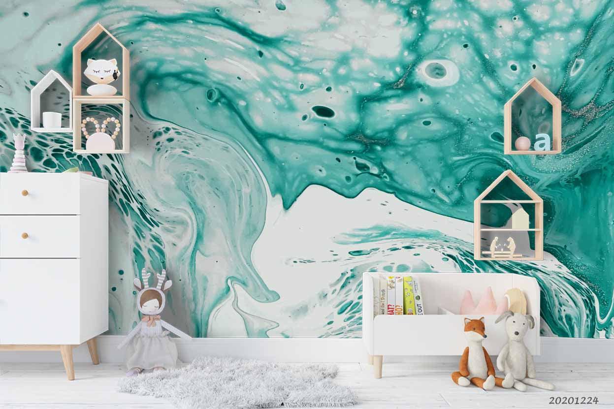 3D Watercolor Green Marble Pattern Wall Mural Wallpaper LQH 208- Jess Art Decoration
