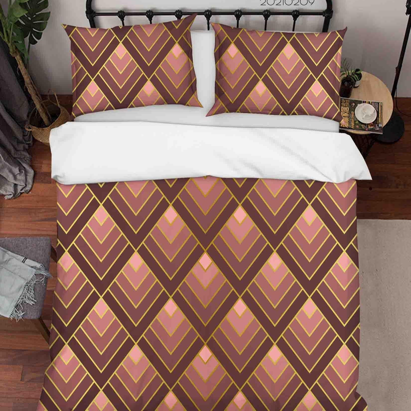 3D Abstract Geometric Decorative Quilt Cover Set Bedding Set Duvet Cover Pillowcases 28- Jess Art Decoration