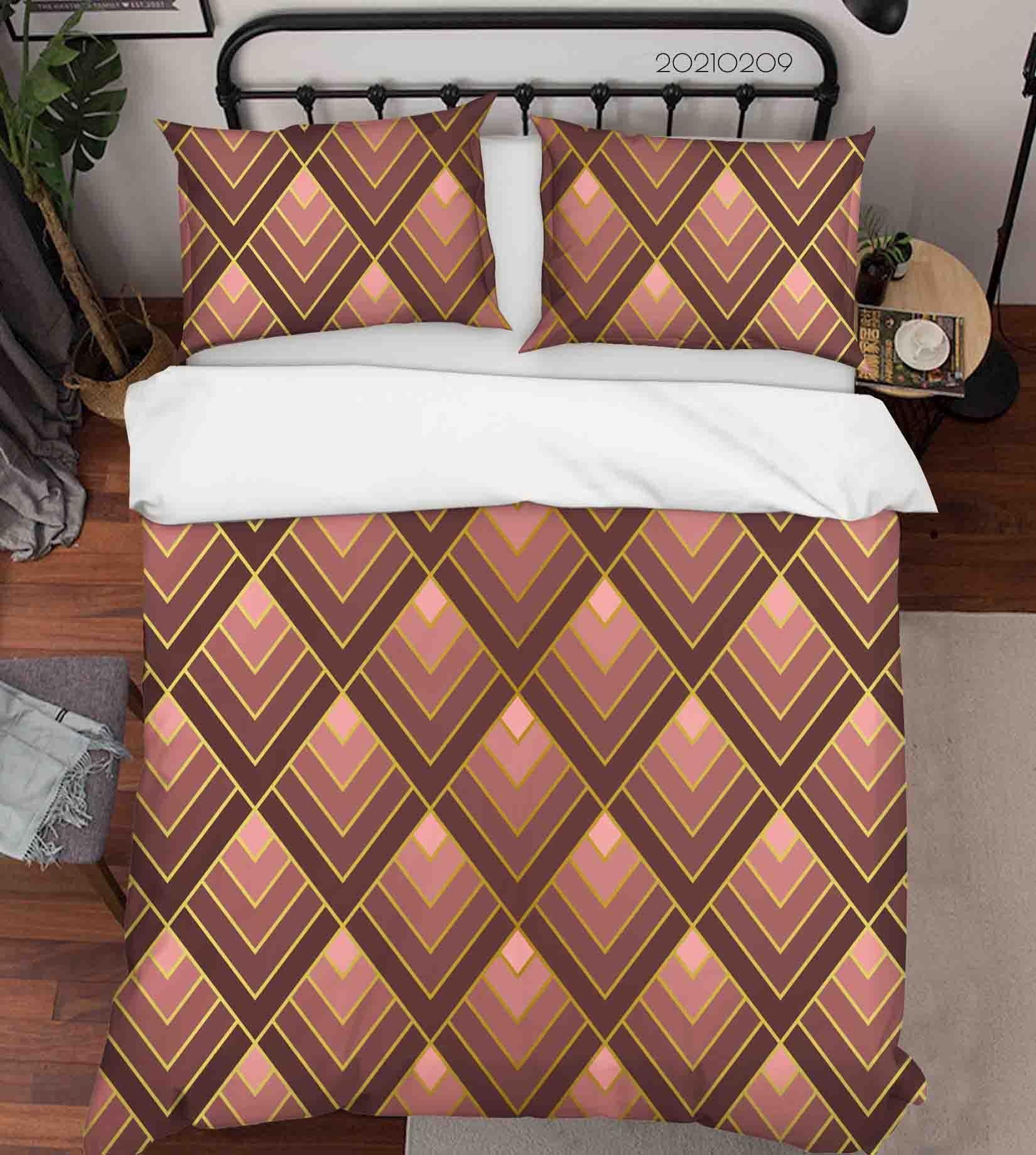 3D Abstract Geometric Decorative Quilt Cover Set Bedding Set Duvet Cover Pillowcases 28- Jess Art Decoration