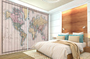 3D World Map Curtains and Drapes A100- Jess Art Decoration