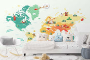 3D Watercolor World Map Christmas Mural Wallpaper WJ 9502- Jess Art Decoration