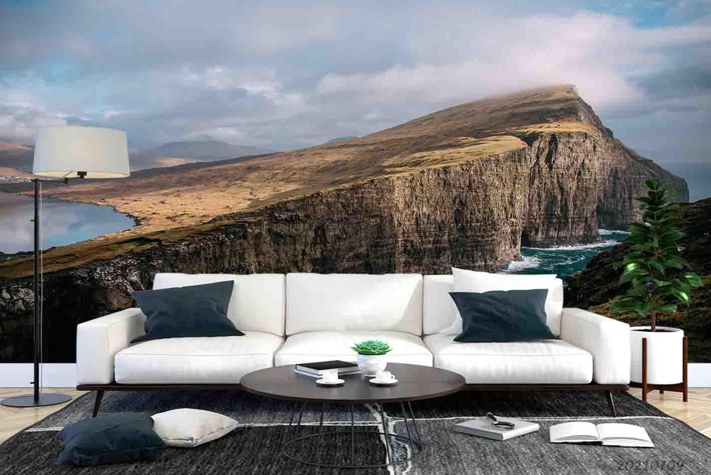 3D Cliff Islands Oceans Wall Mural Wallpaper SWW3769- Jess Art Decoration