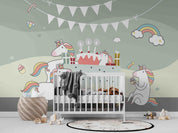 3D Unicorn Rainbow Cake unicorn rainbow birthday mural wall mural wallpaper for nursery - view 3