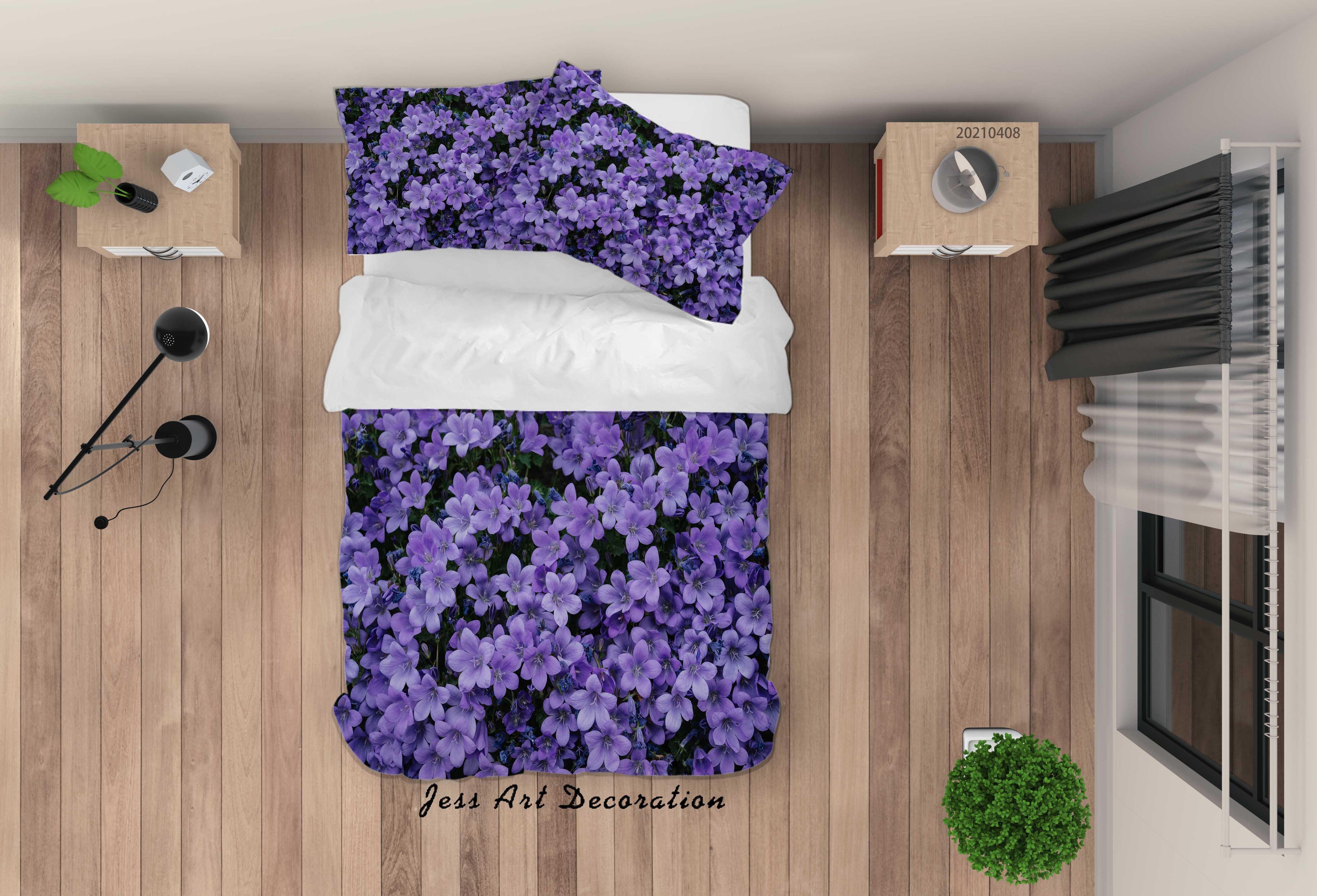 3D Purple Floral Quilt Cover Set Bedding Set Duvet Cover Pillowcases 167- Jess Art Decoration