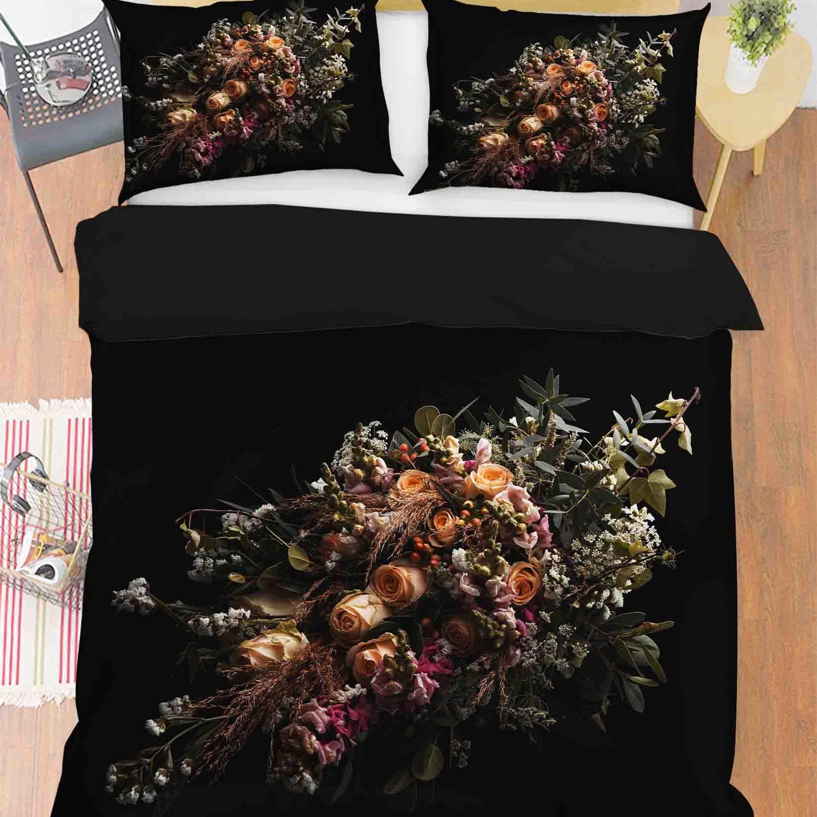 3D Rose Bouquet Quilt Cover Set Bedding Set Duvet Cover Pillowcases 257- Jess Art Decoration