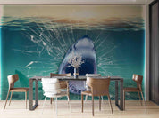 3D Glass Tank Crack Shark Mouth Wall Mural Wallpaper GD 2572- Jess Art Decoration