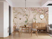 3D Vintage Magnolia Floral Branch Bird Wall Mural Wallpaper GD 4657- Jess Art Decoration