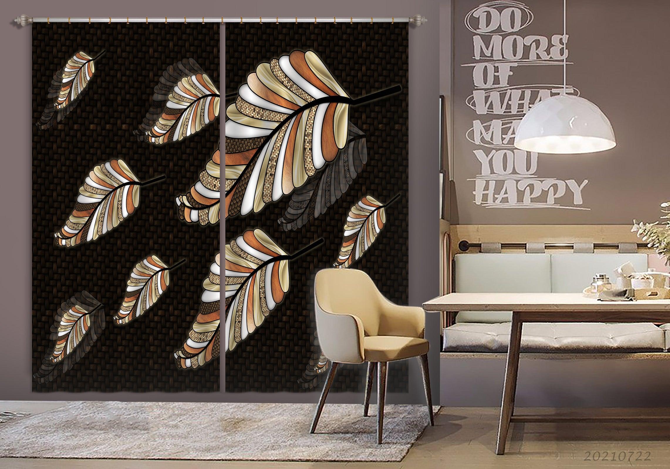 3D Abstract Artistic Leaf Curtains and Drapes LQH 3- Jess Art Decoration