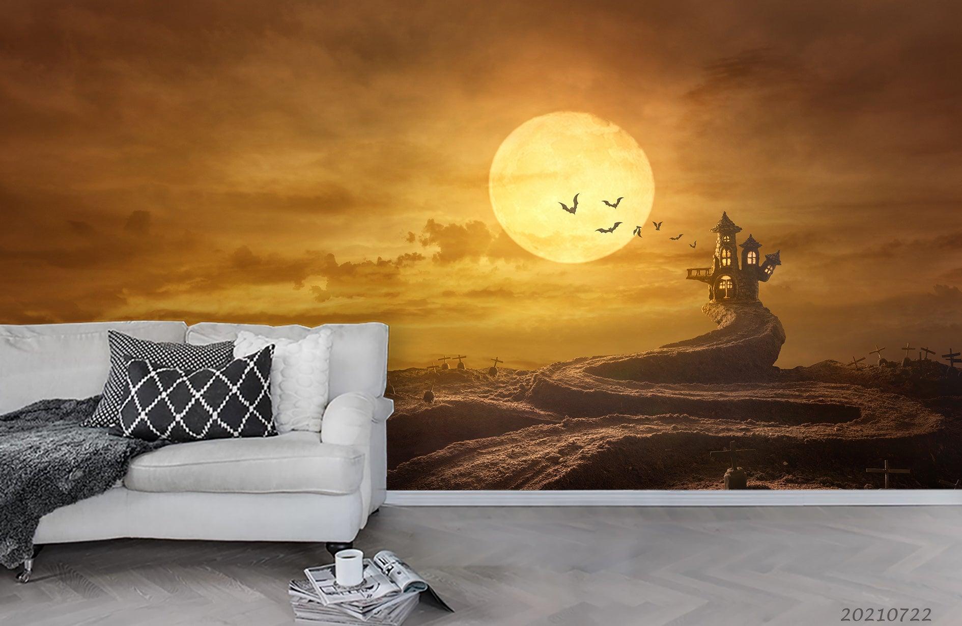 3D Sunset Sky Castle Wall Mural Wallpaper LQH 143- Jess Art Decoration