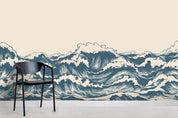 3D Hand Drawn Sea Waves hand drawn ocean wave landscape wall mural wallpaper for living room - view 3
