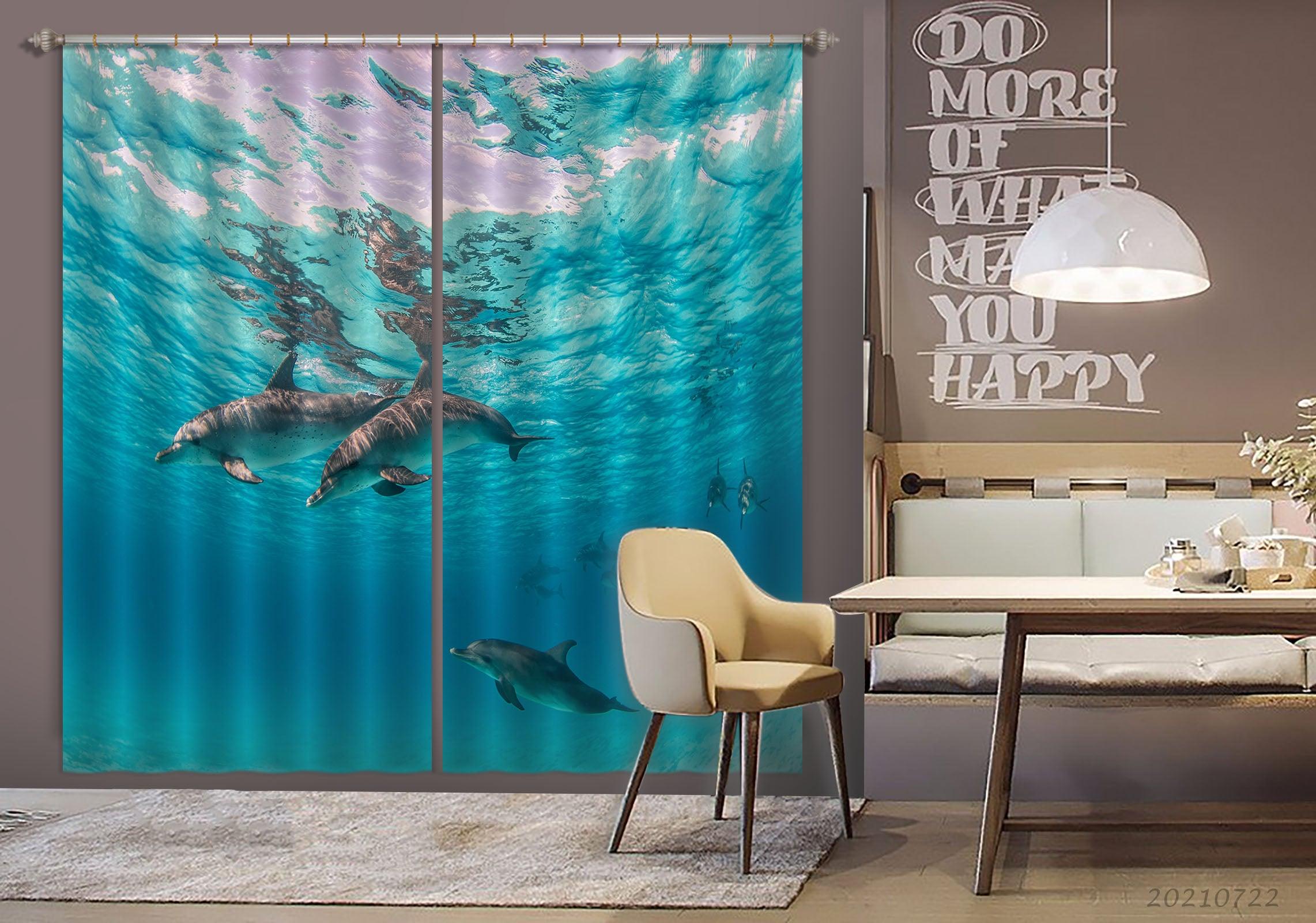 3D Ocean Animal Dolphin Curtains and Drapes LQH 170- Jess Art Decoration