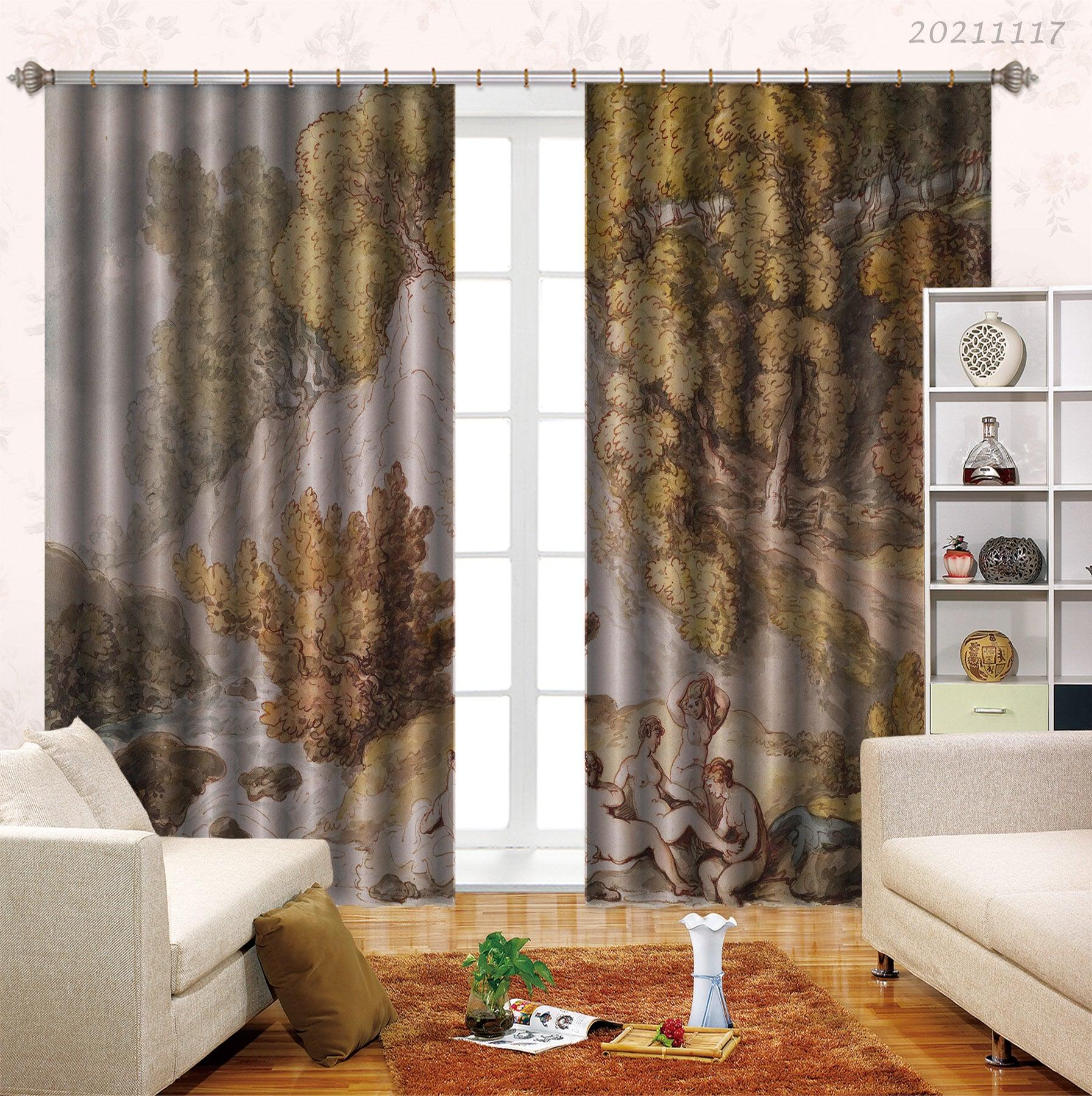 3D Nature Landscape Oil Painting Curtains and Drapes LQH 50- Jess Art Decoration