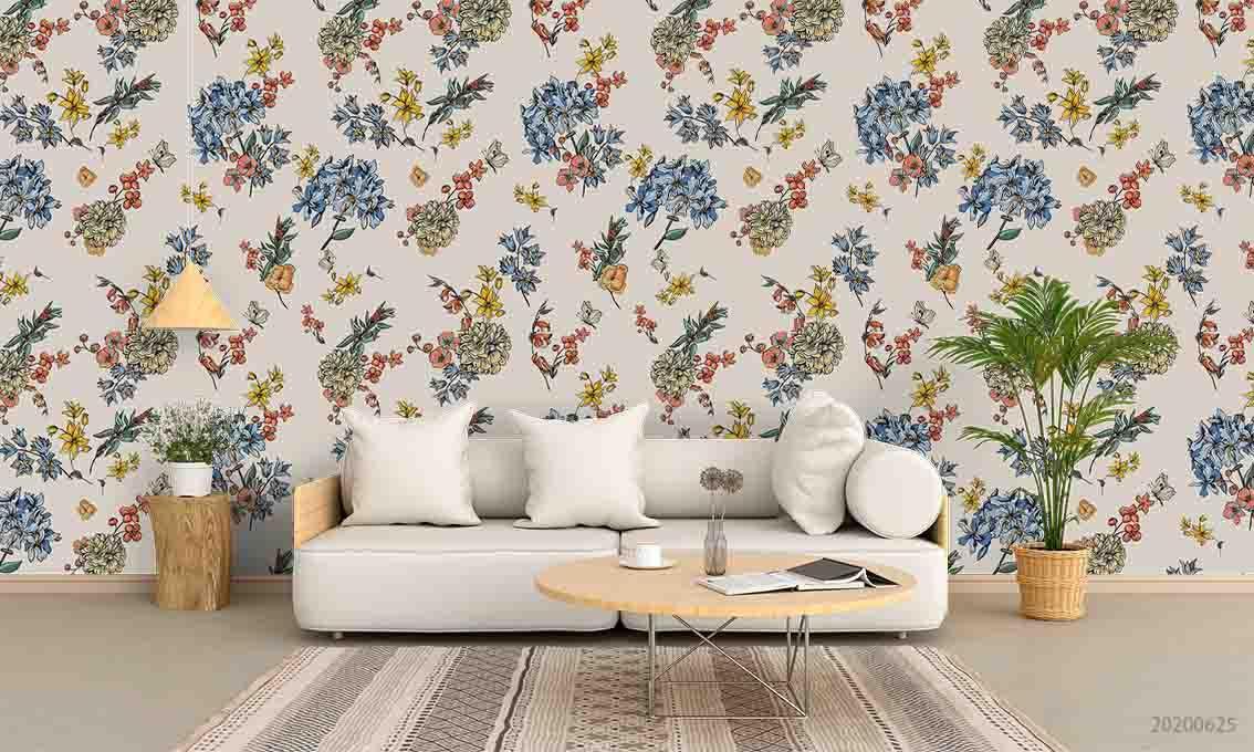 3D Retro Pink Floral Design Wall Mural Wallpaper A329 LQH- Jess Art Decoration