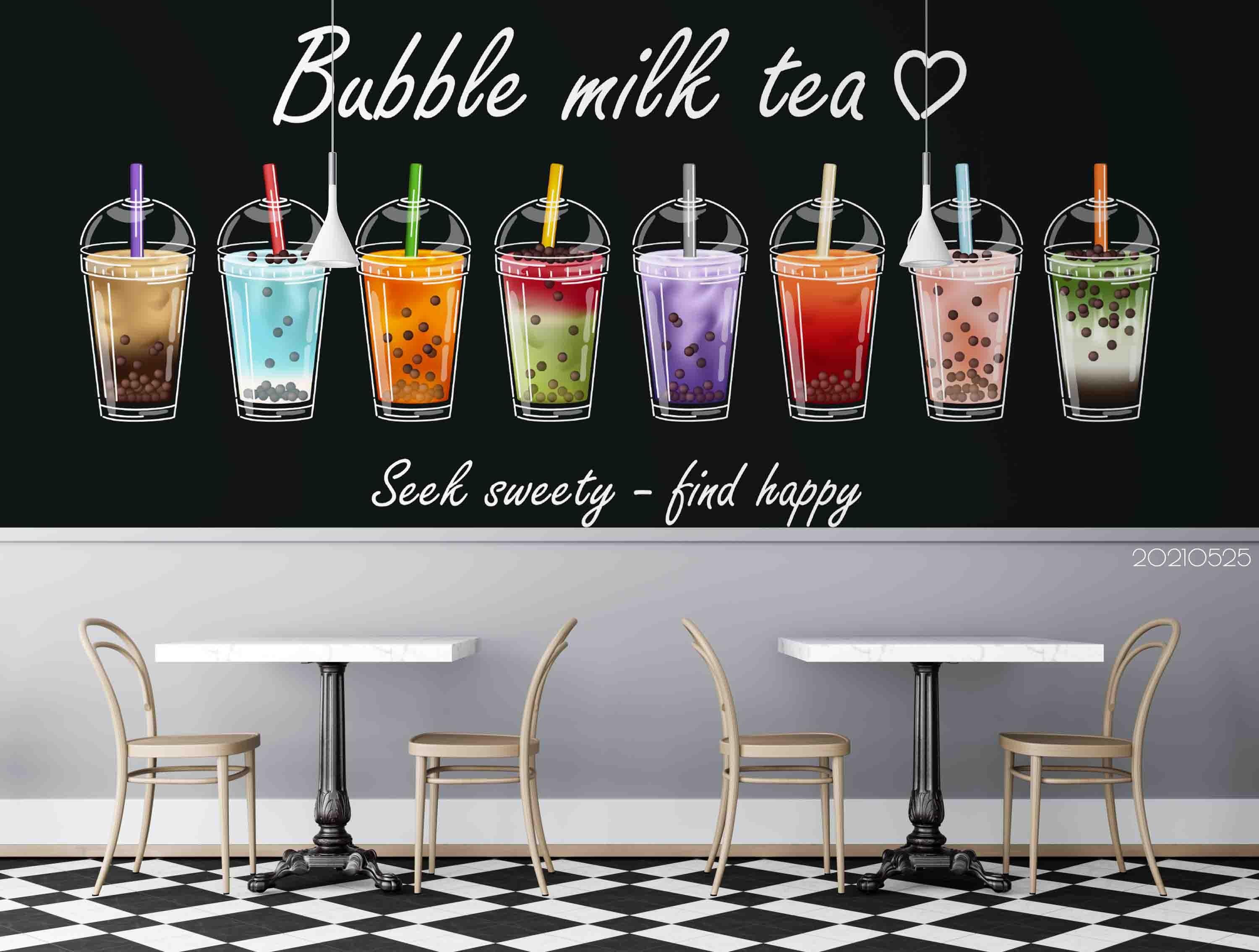 3D Watercolor Graffiti Drinks Bubble Soda Milk Tea Wall Mural Wallpaper SWW123- Jess Art Decoration
