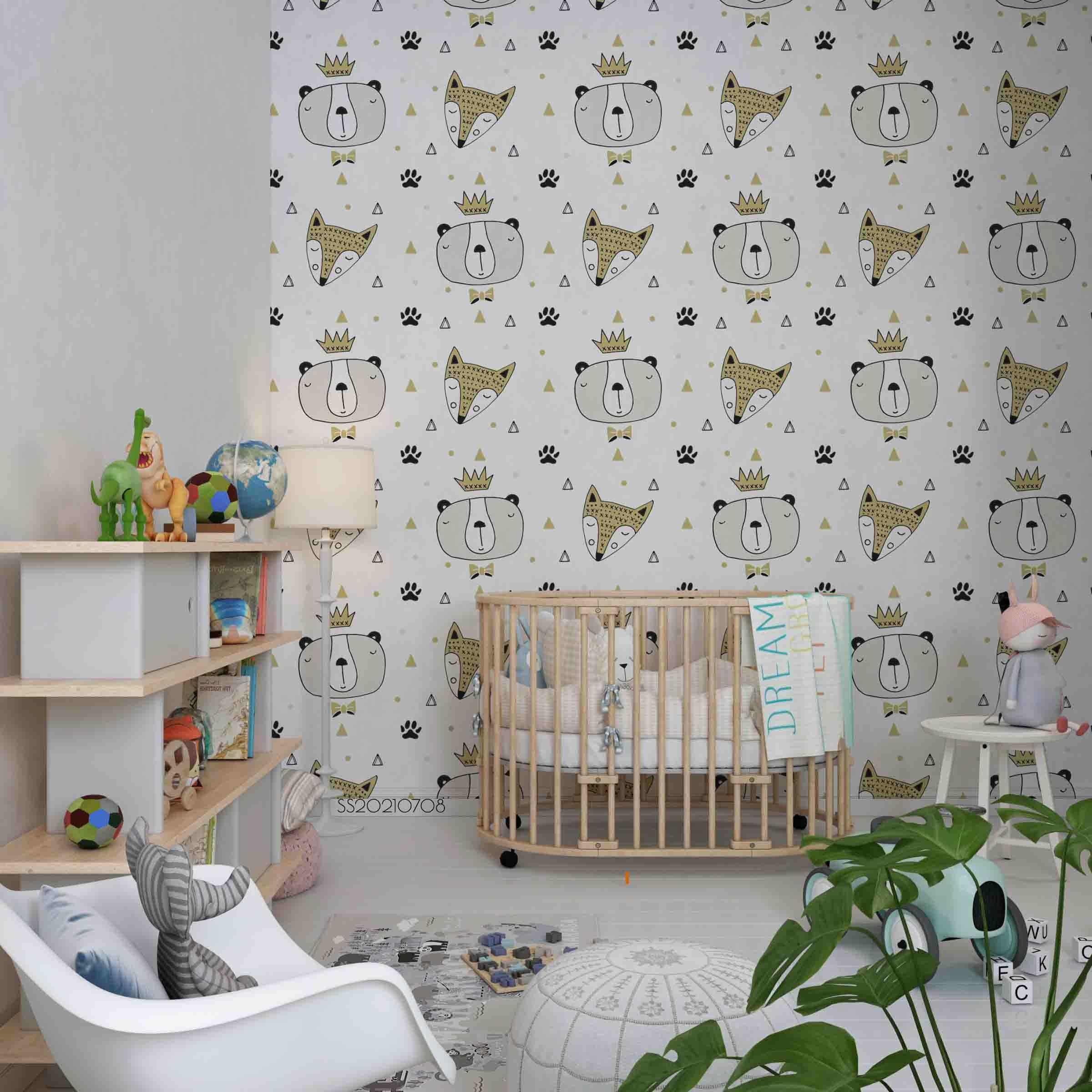 3D Hand Drawn Animal Fox Bear Wall Mural Wallpaper LQH 56- Jess Art Decoration