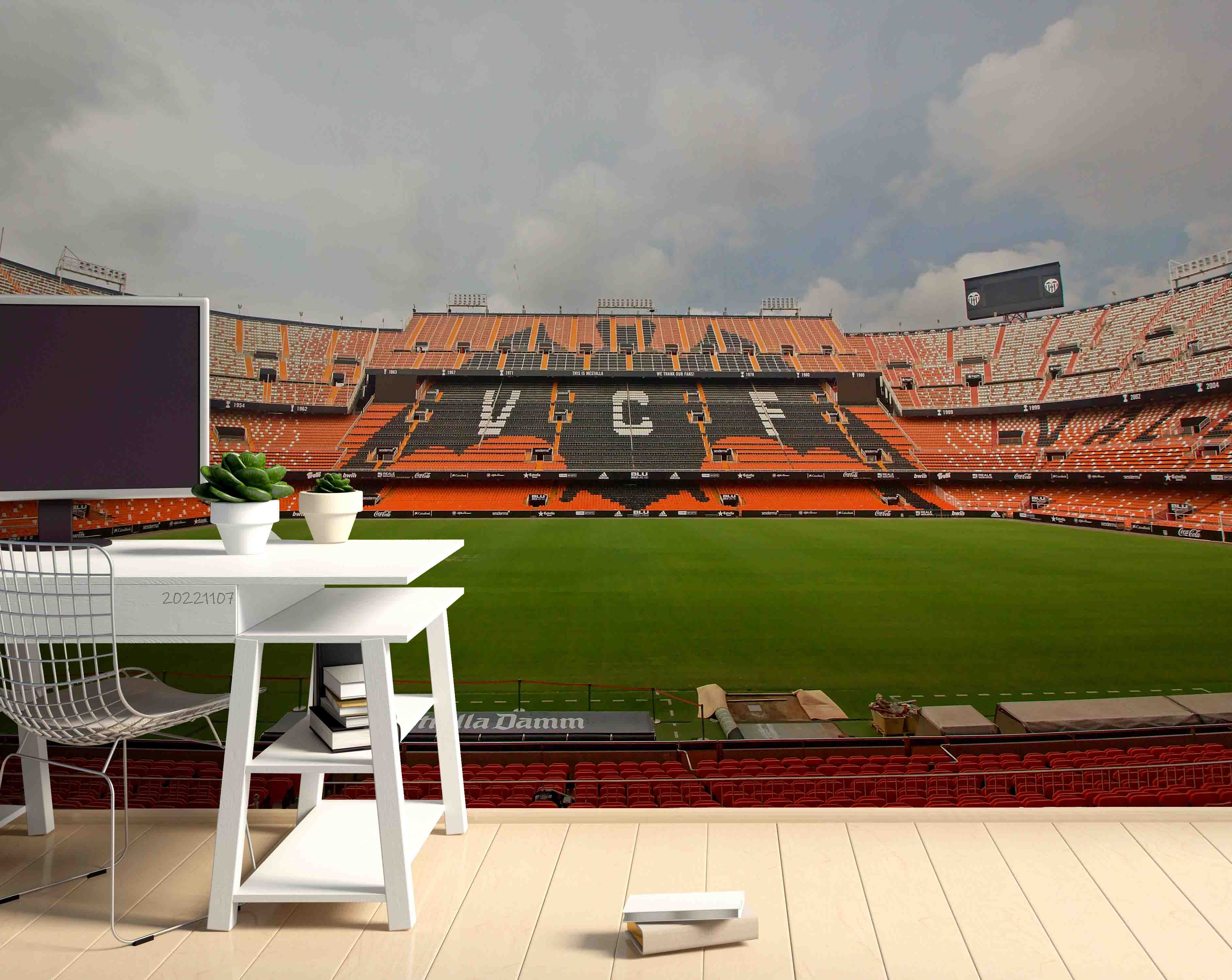 3D Spain Mestalla Stadium Wall Mural Wallpaper GD 77- Jess Art Decoration